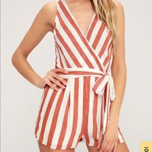 Lulus red and white striped romper
